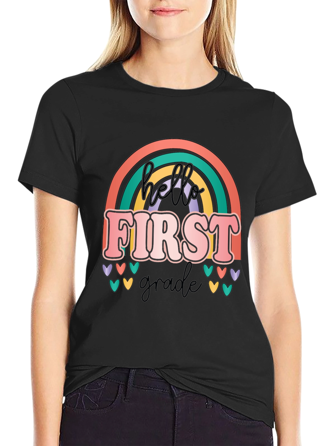 Hello First Grade T-Shirt - Rainbow Design