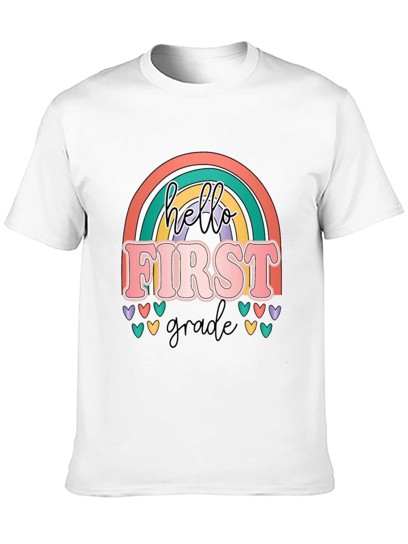Hello First Grade T-Shirt - Rainbow Design