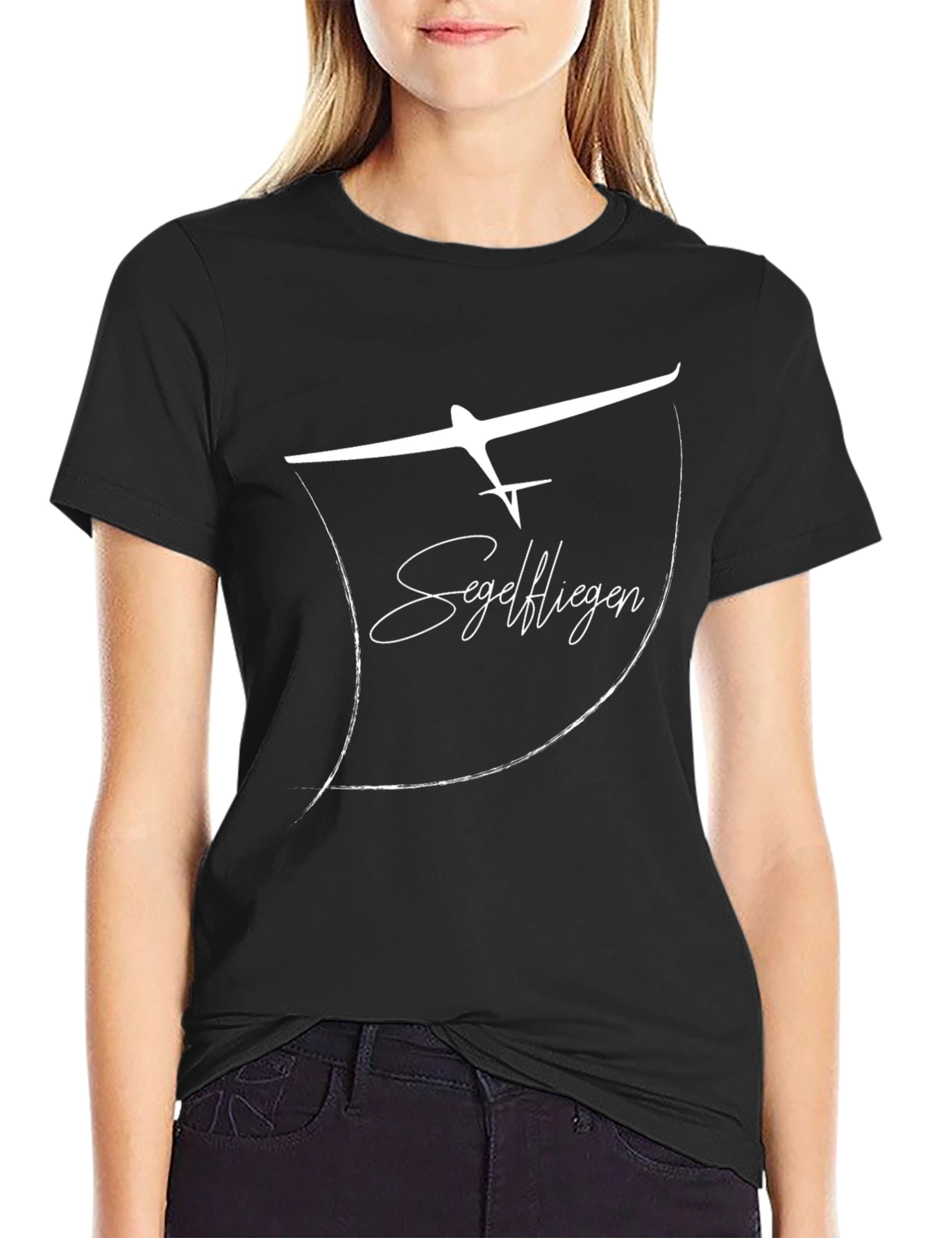 Soaring High: Glider Graphic Black T-Shirt