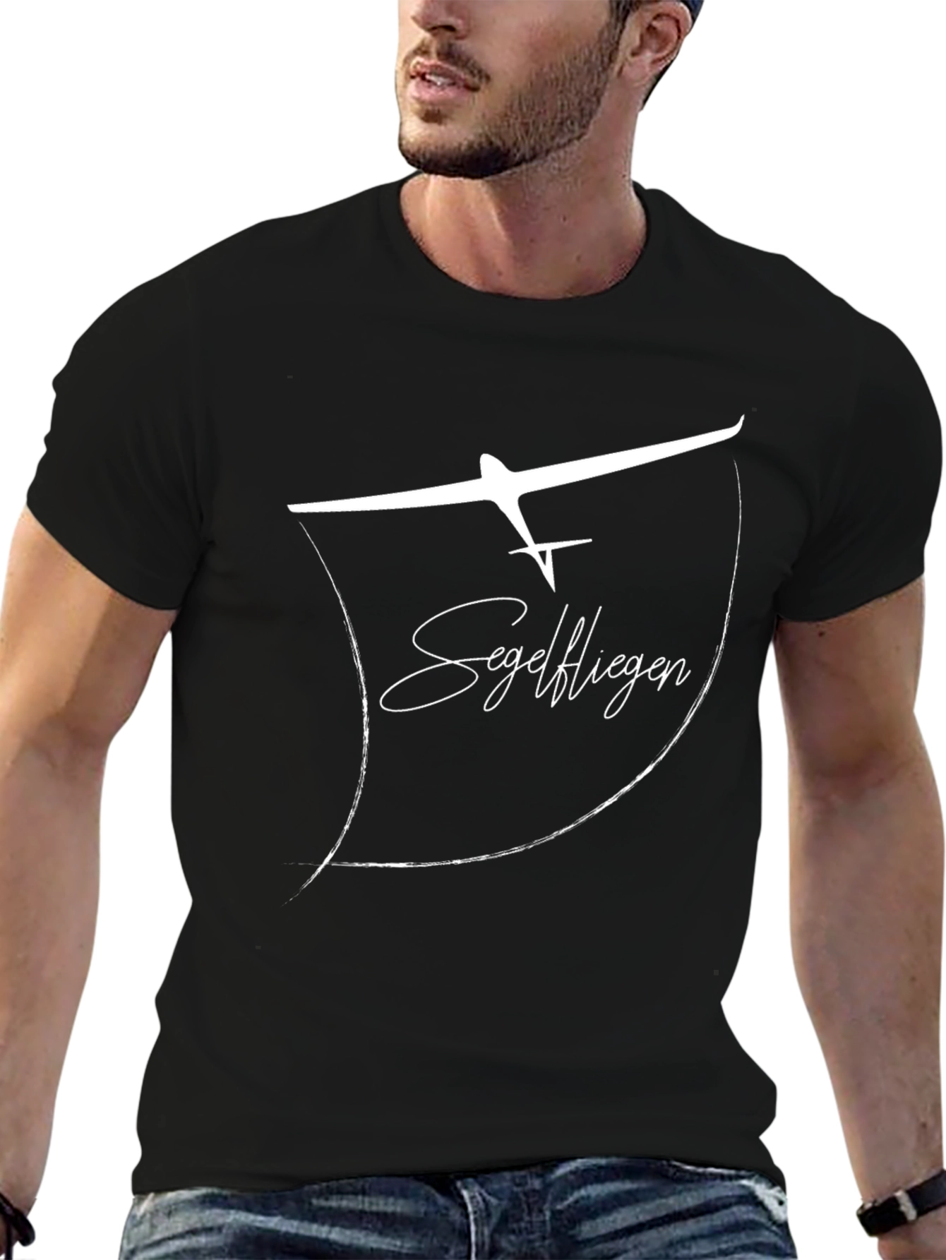 Soaring High: Glider Graphic Black T-Shirt