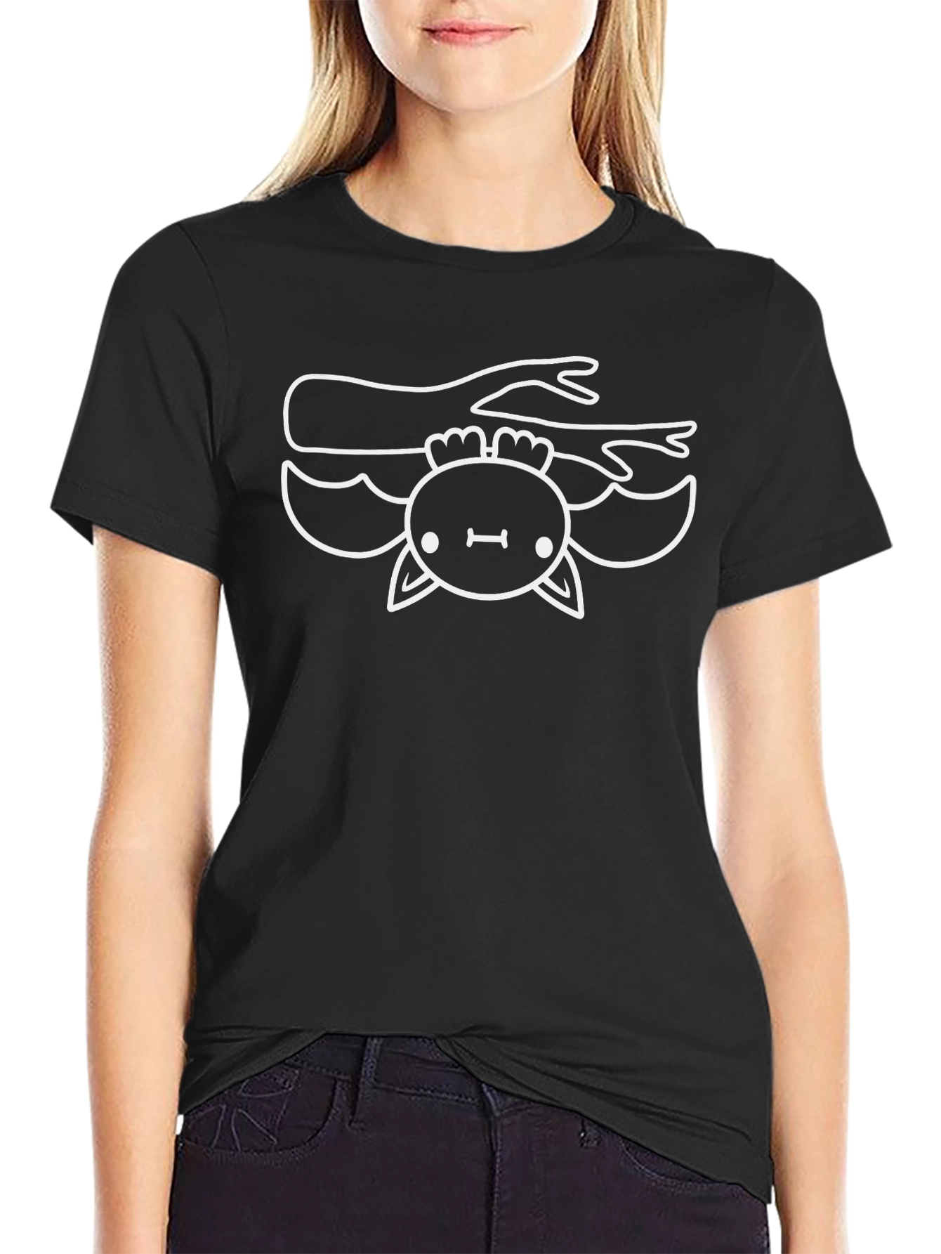 Cute Bat on Branch Graphic Tee - Black