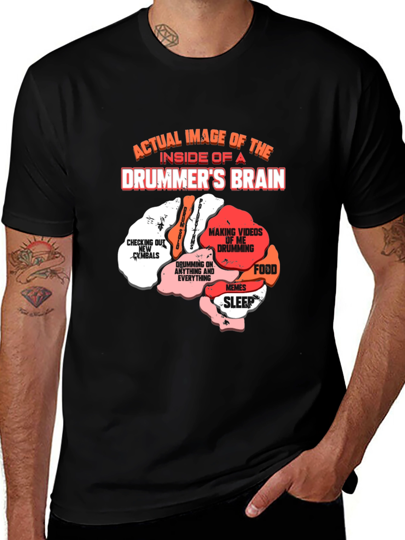 Drummers Brain T-Shirt - Funny Music Tee