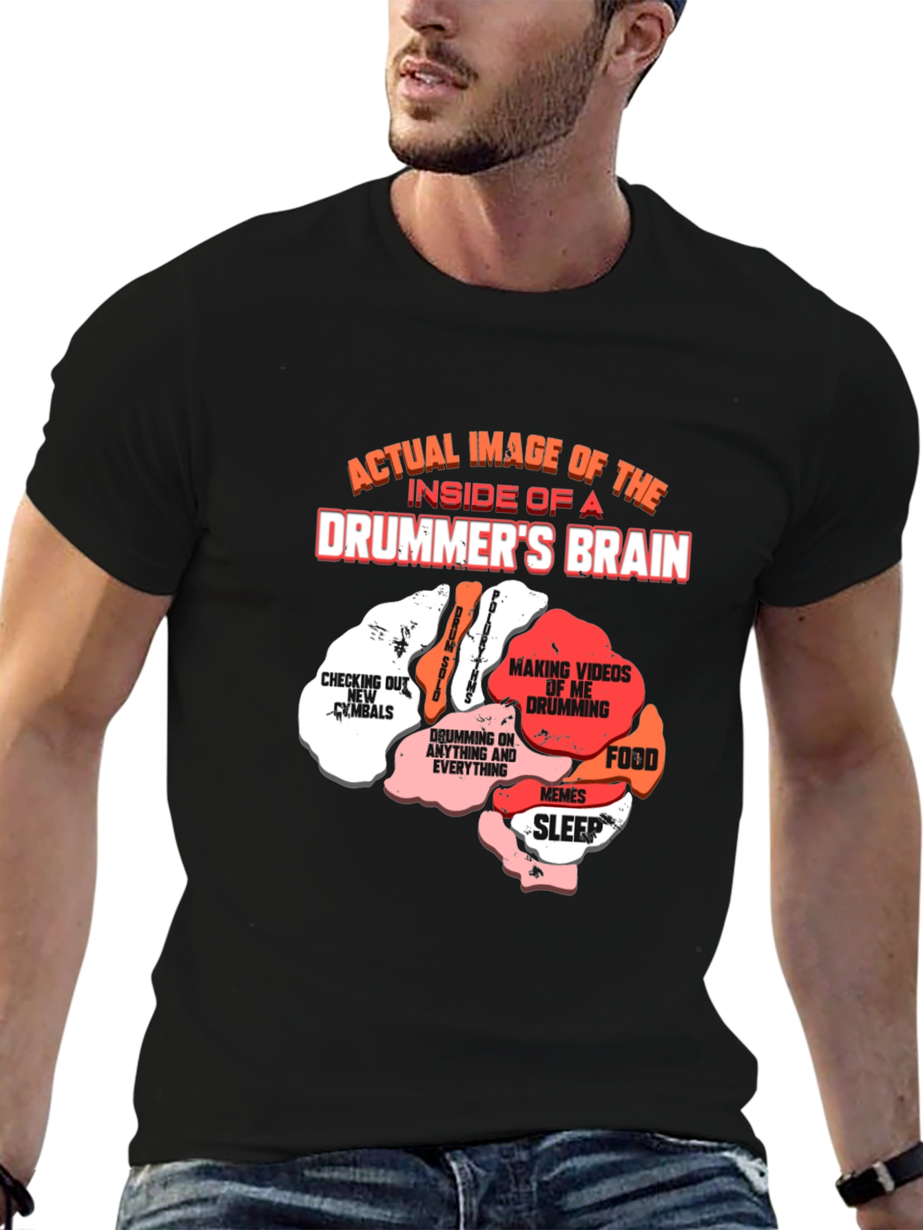 Drummers Brain T-Shirt - Funny Music Tee