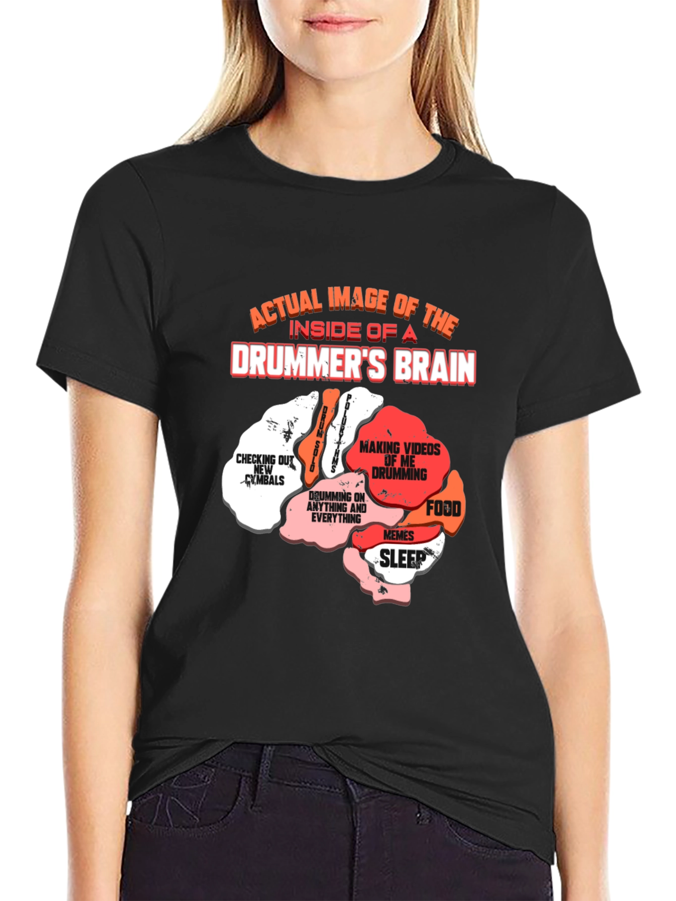Drummers Brain T-Shirt - Funny Music Tee
