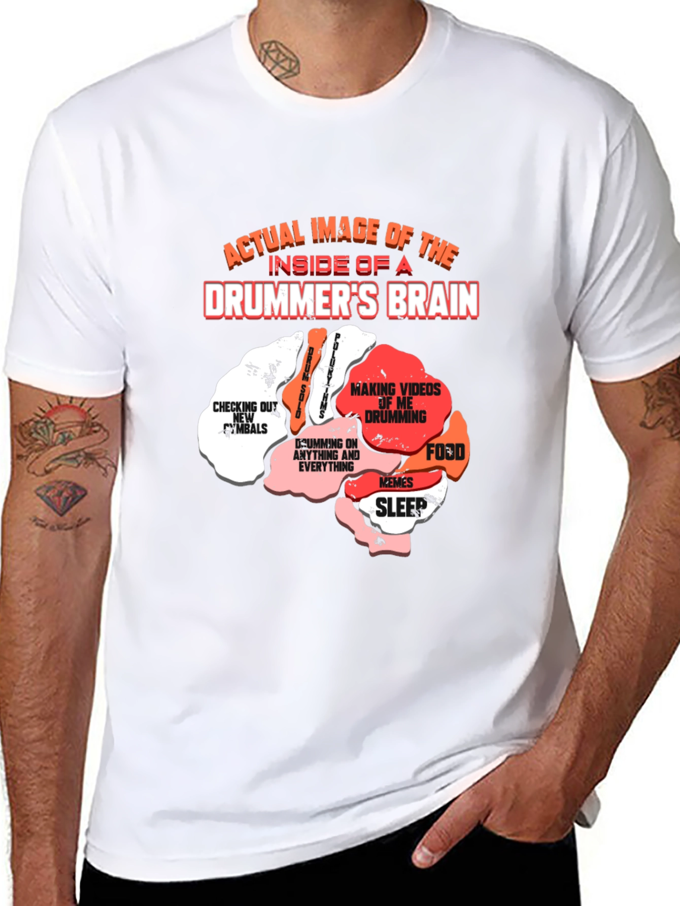 Drummers Brain T-Shirt - Funny Music Tee
