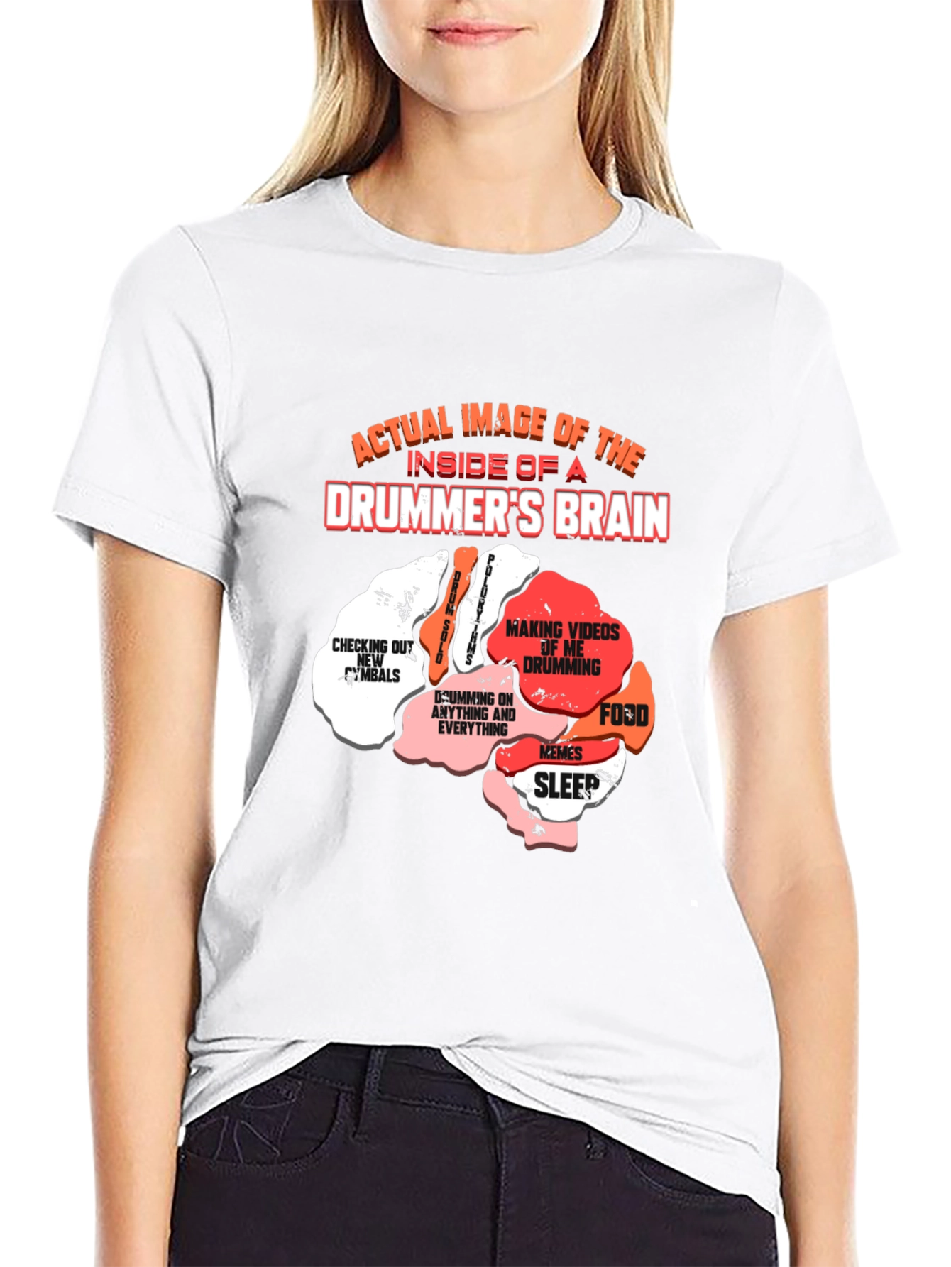 Drummers Brain T-Shirt - Funny Music Tee