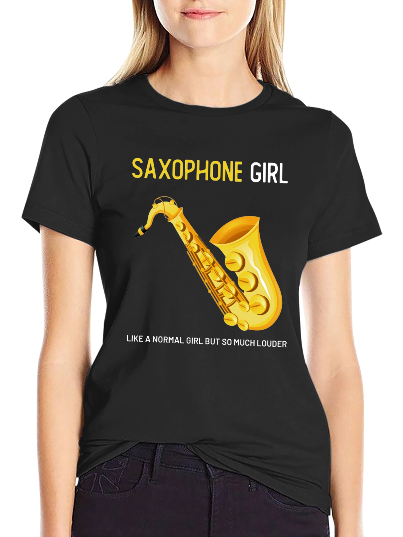 Saxophone Girl Tee: For Music Lovers!