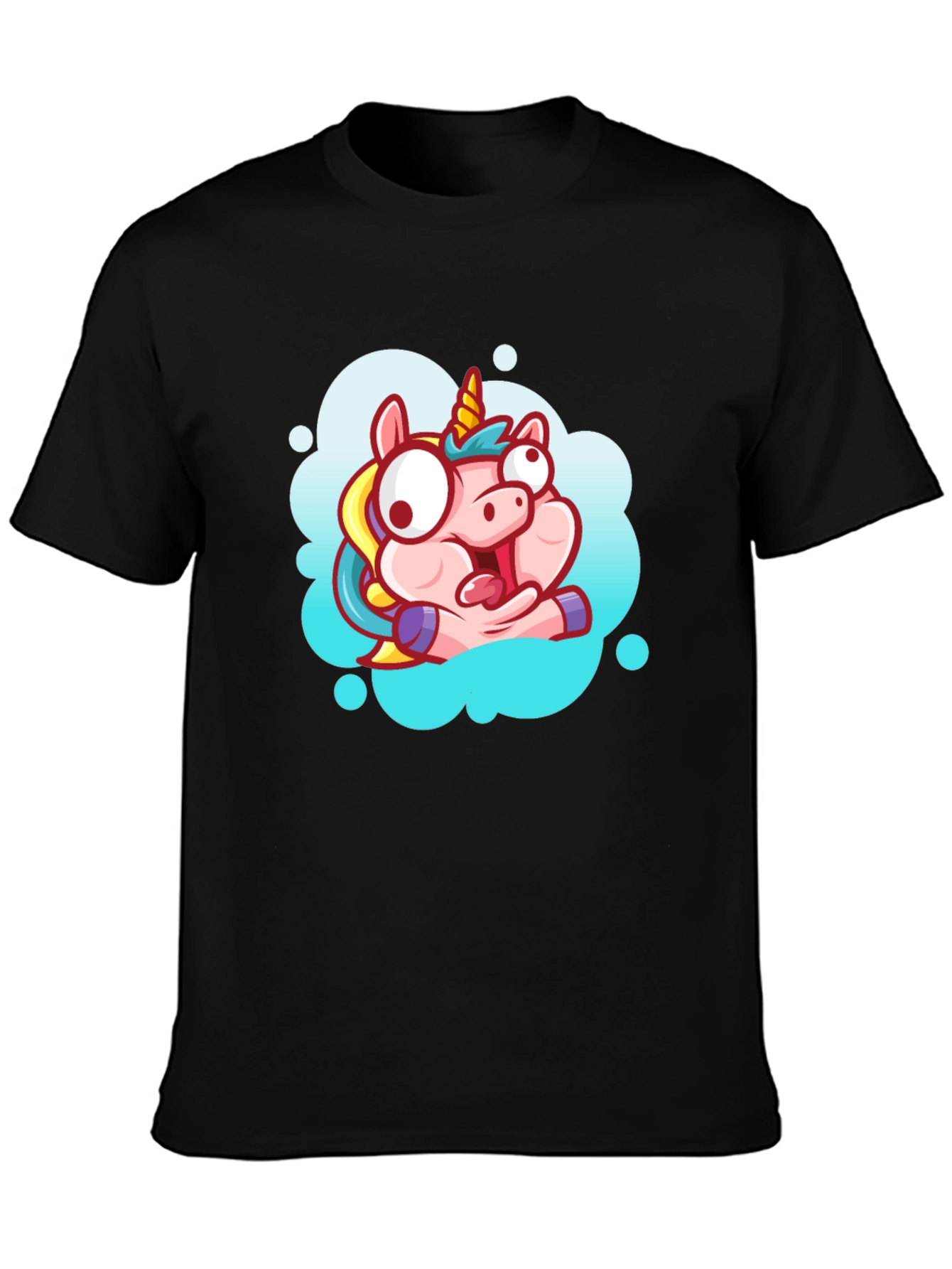 Unicorn Cartoon Graphic Black T-Shirt