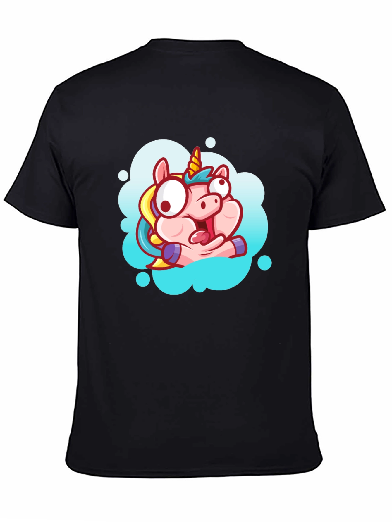 Unicorn Cartoon Graphic Black T-Shirt