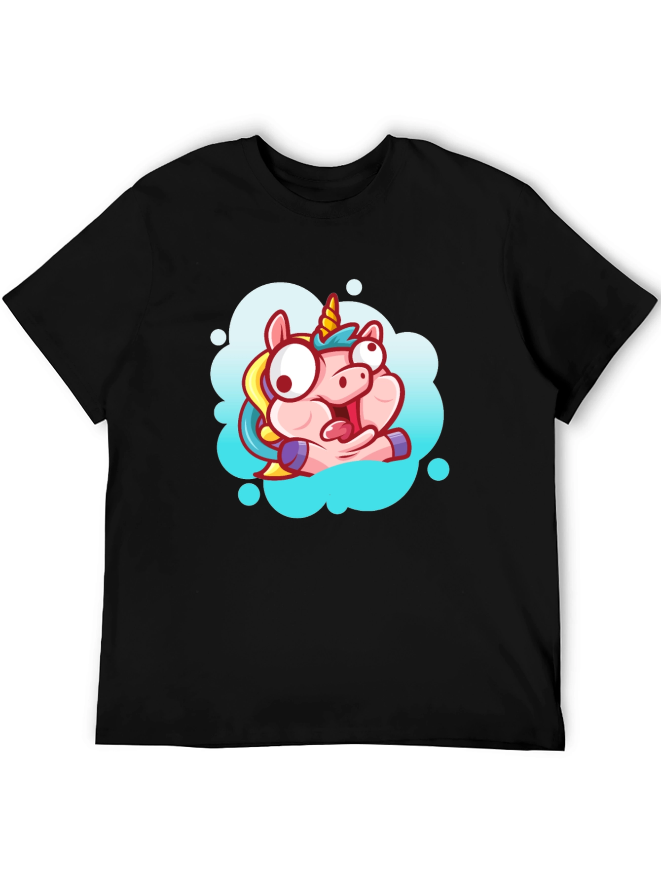 Unicorn Cartoon Graphic Black T-Shirt