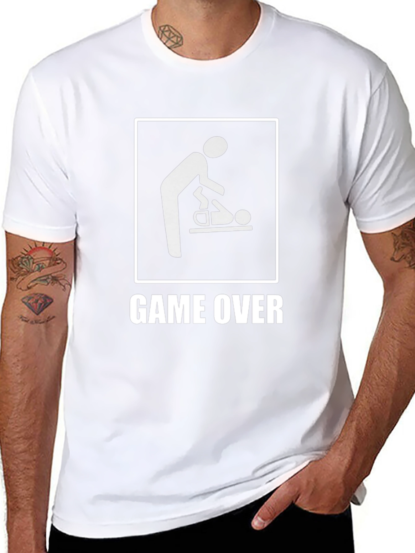 Game Over Dad Changing Baby Funny T-Shirt