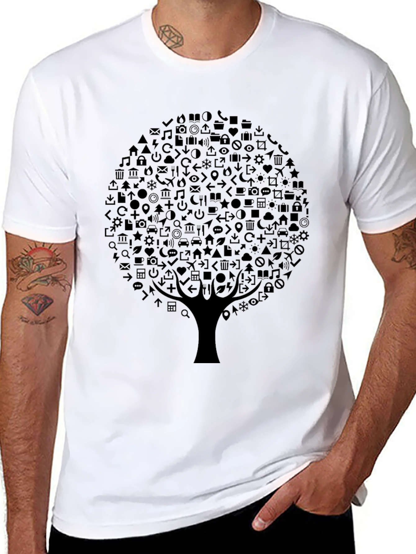 Tech Tree Black Graphic Tee - Modern Design