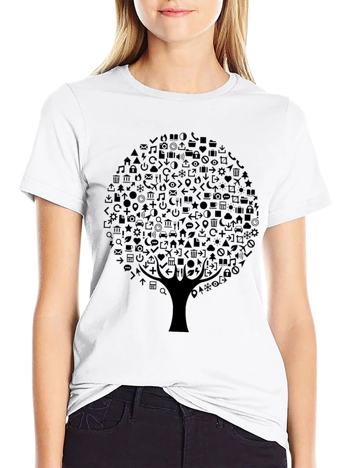 Tech Tree Black Graphic Tee - Modern Design