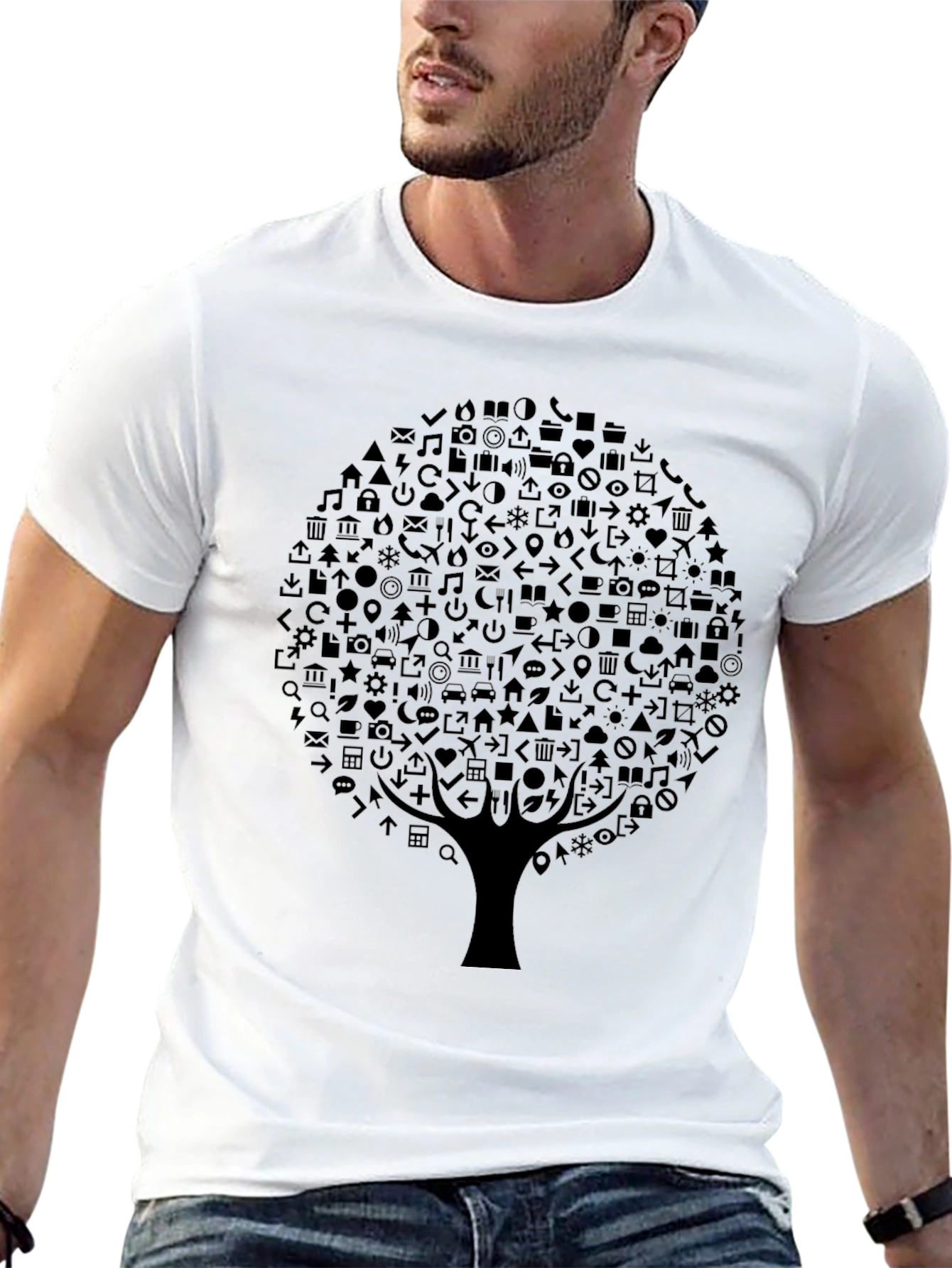 Tech Tree Black Graphic Tee - Modern Design