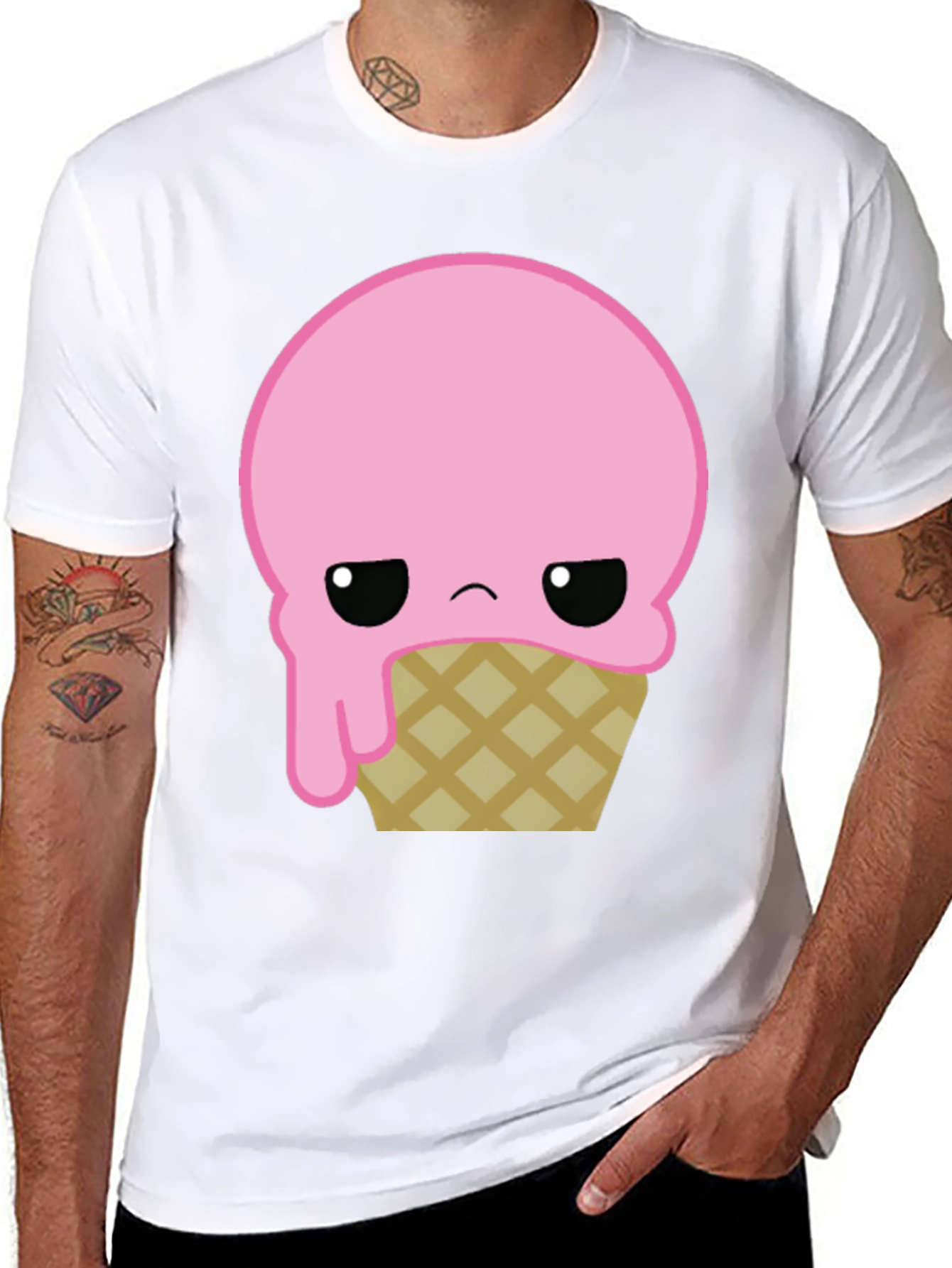 Sad Ice Cream Cone Graphic T-Shirt