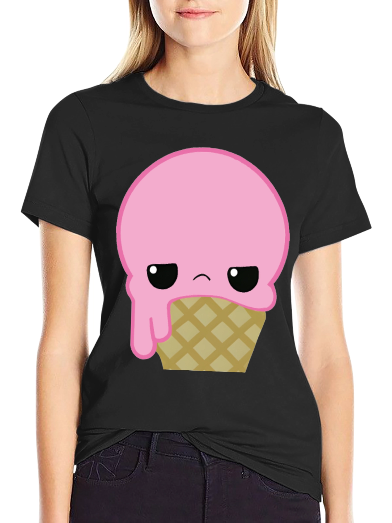 Sad Ice Cream Cone Graphic T-Shirt