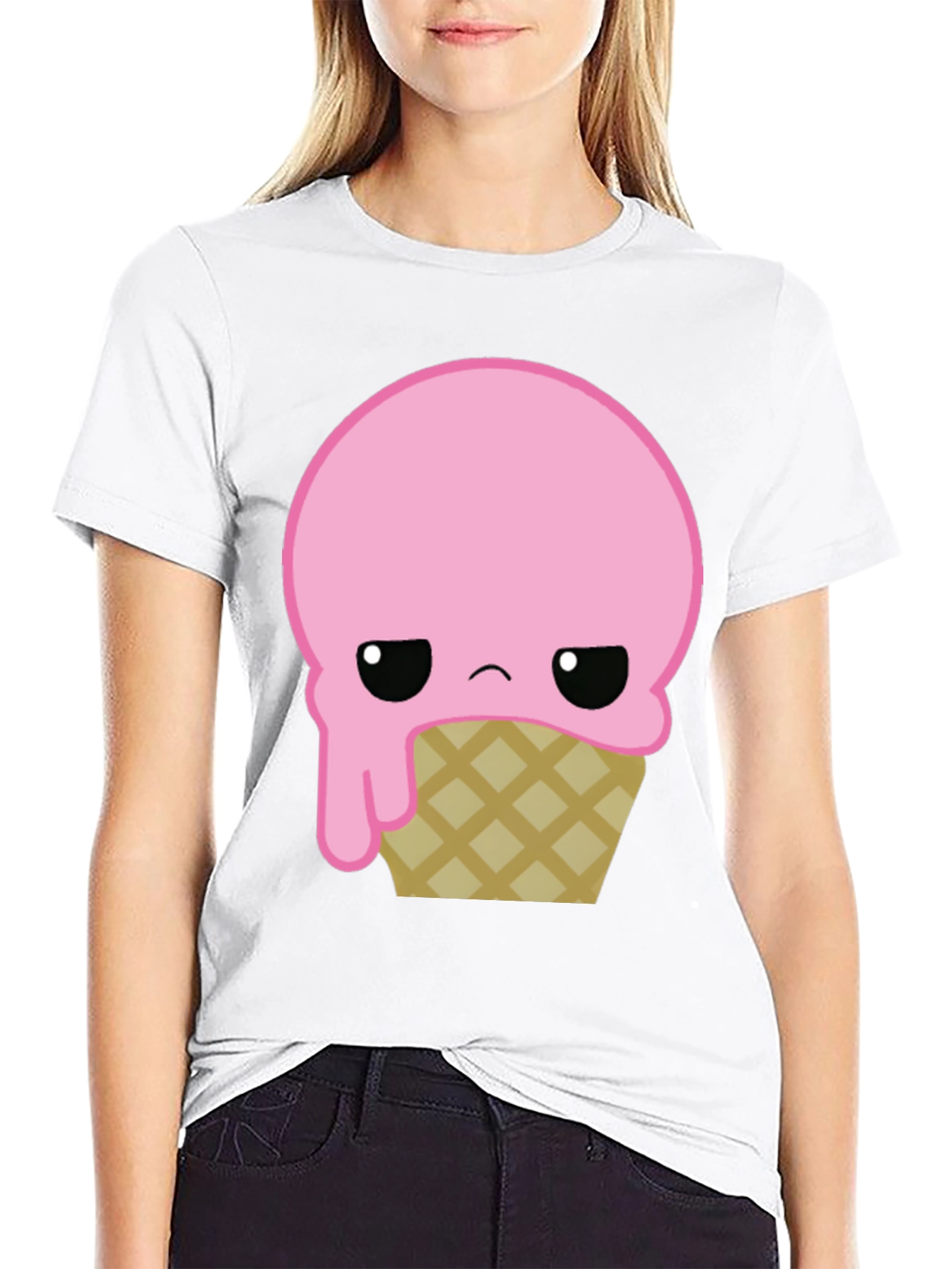 Sad Ice Cream Cone Graphic T-Shirt