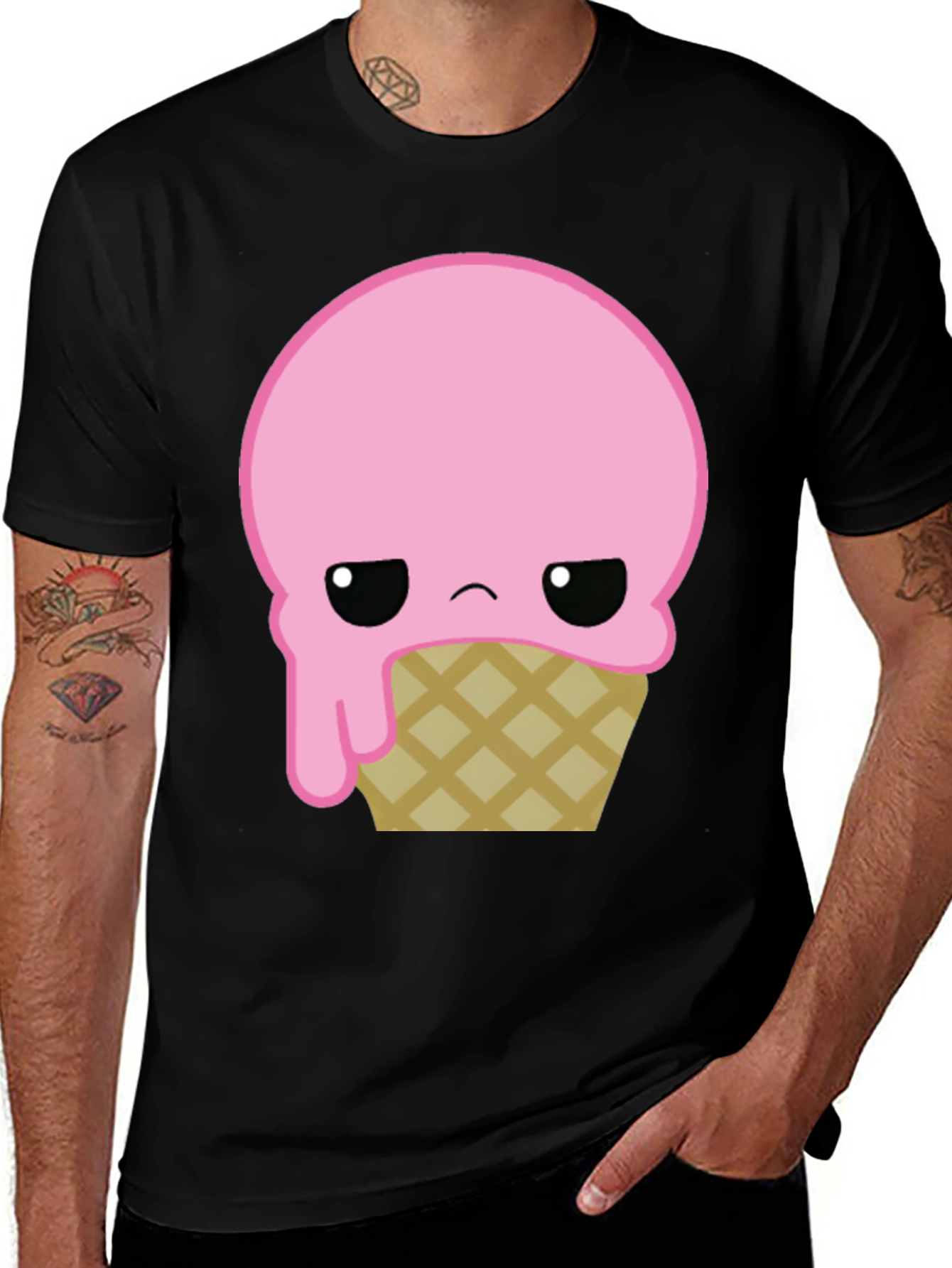 Sad Ice Cream Cone Graphic T-Shirt