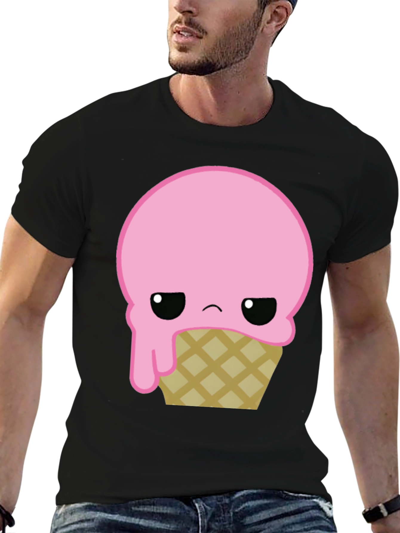 Sad Ice Cream Cone Graphic T-Shirt