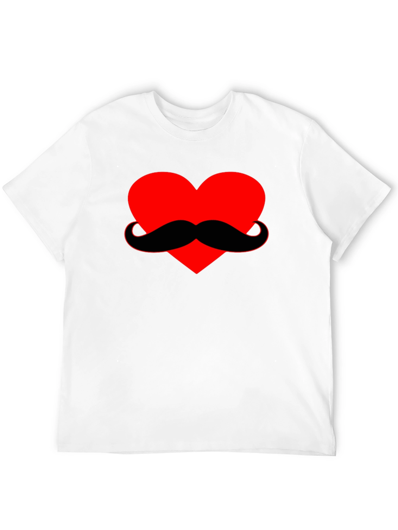 Heart Mustache Graphic Tee - Black Cotton Shirt