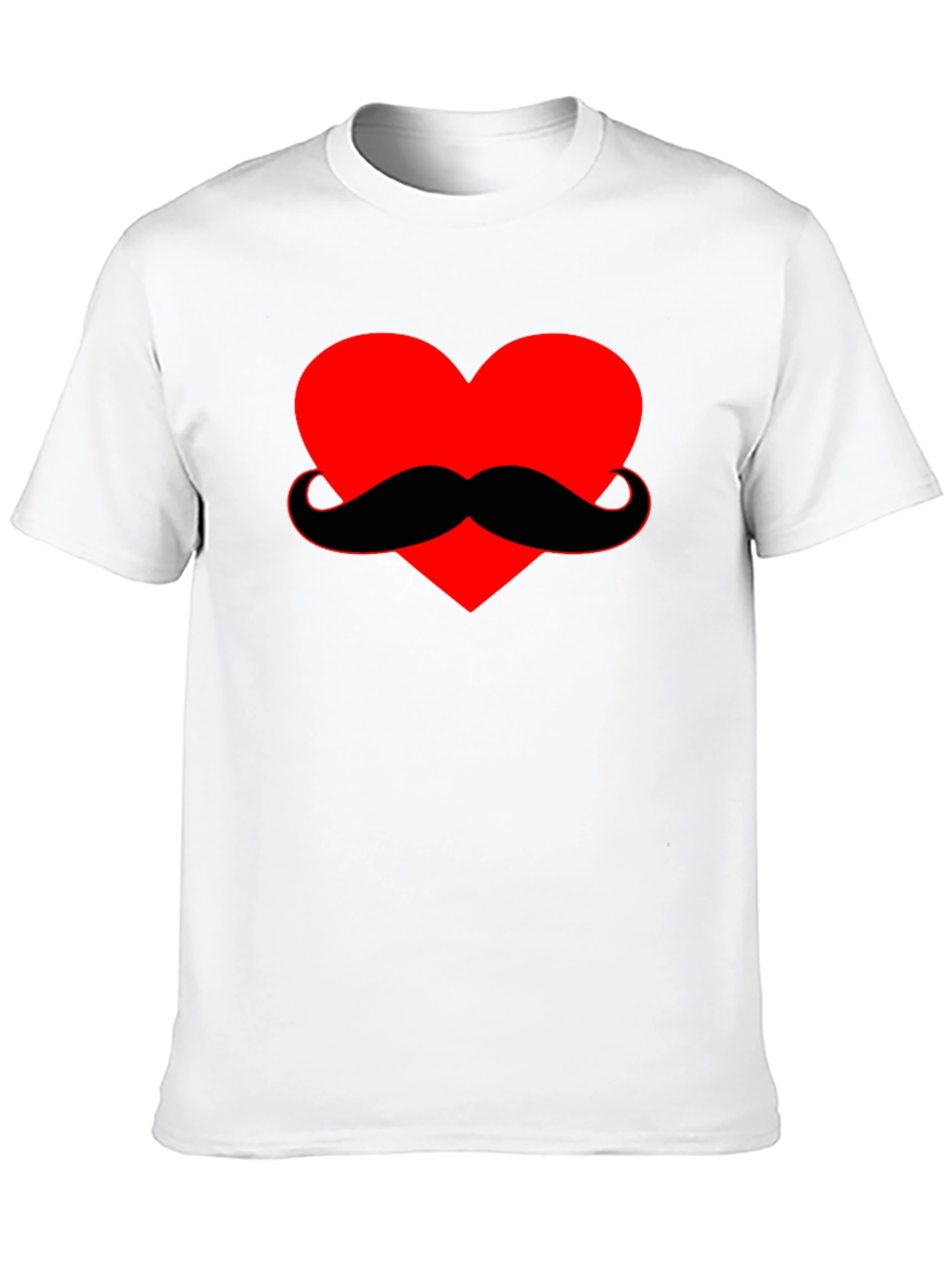 Heart Mustache Graphic Tee - Black Cotton Shirt