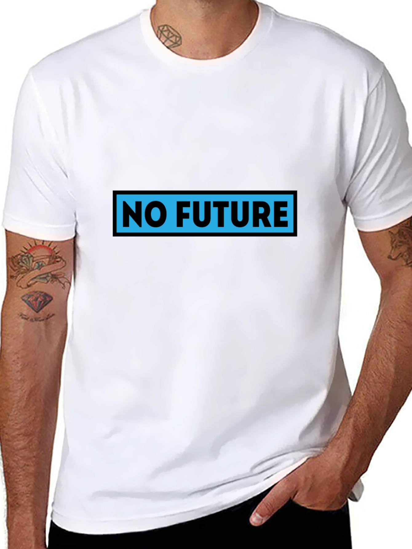 Edgy No Future Graphic Print Black T-Shirt
