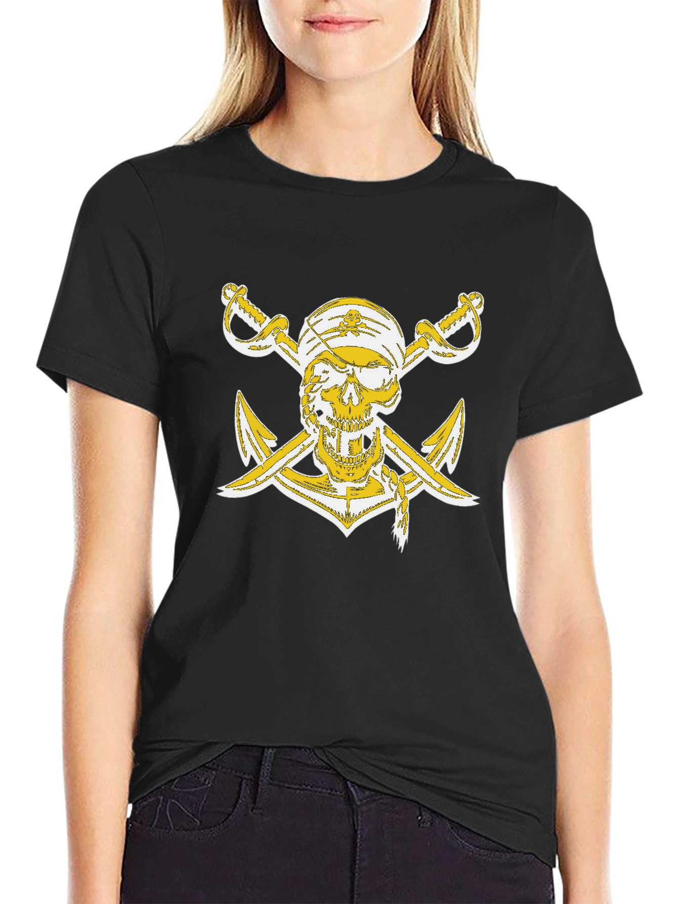 Pirate Skull Anchor Graphic T-Shirt