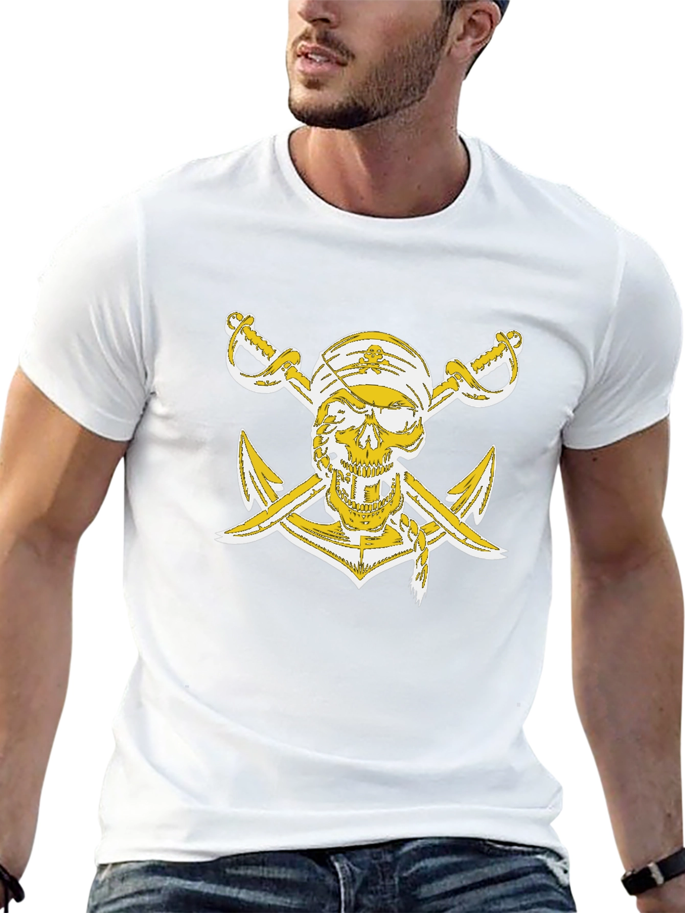 Pirate Skull Anchor Graphic T-Shirt