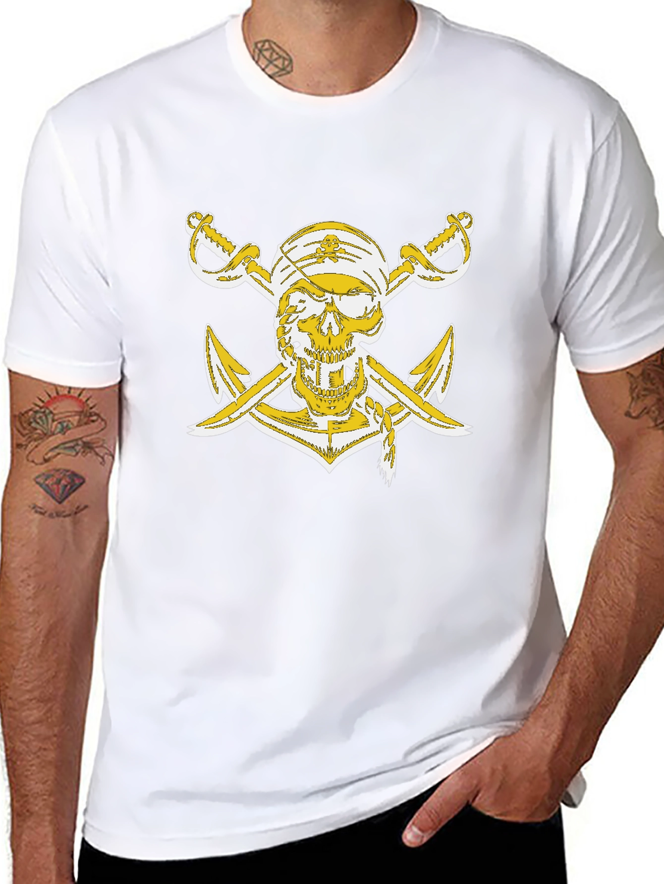 Pirate Skull Anchor Graphic T-Shirt