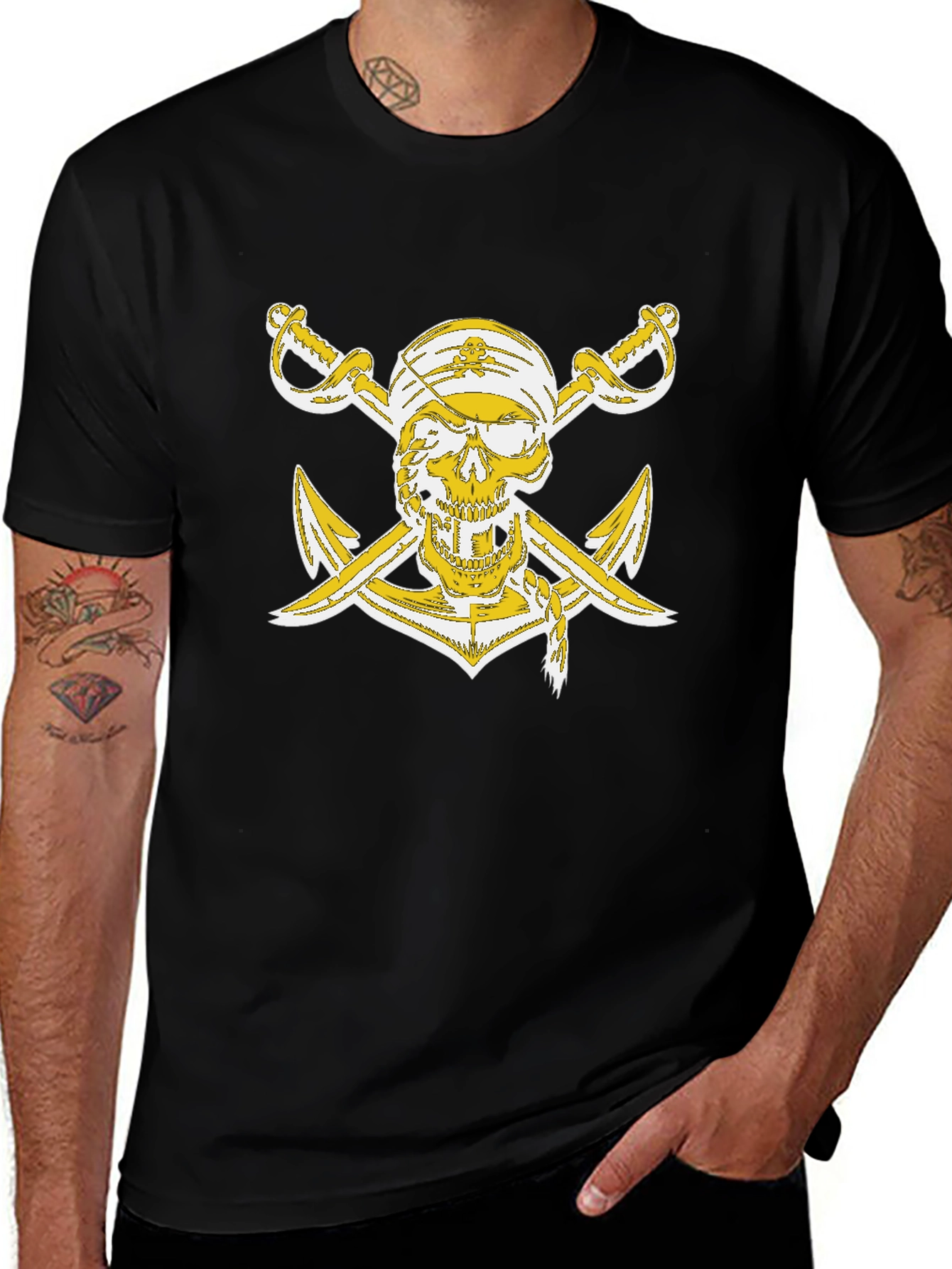 Pirate Skull Anchor Graphic T-Shirt