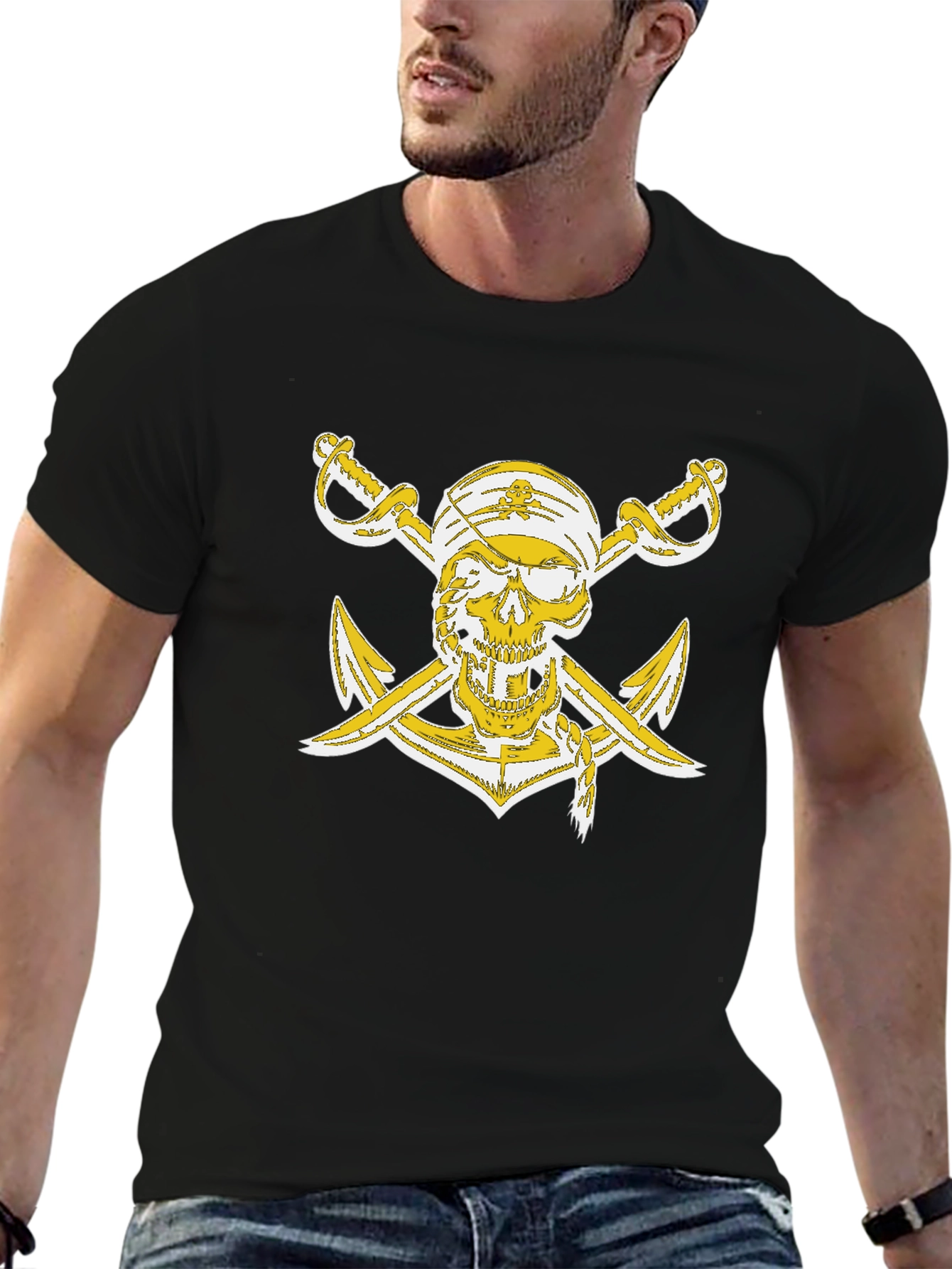 Pirate Skull Anchor Graphic T-Shirt