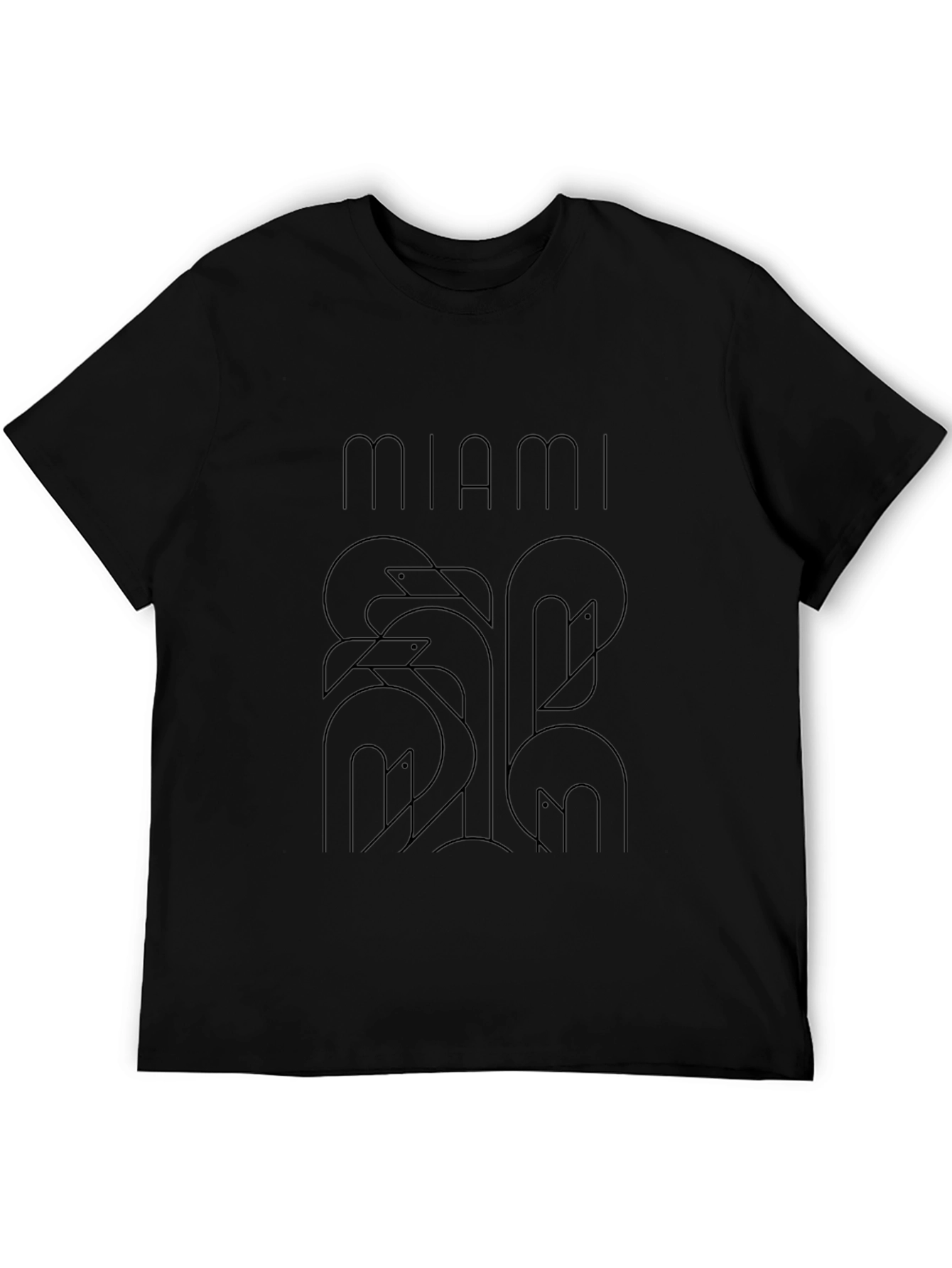 Miami Flamingo Graphic Black T-Shirt