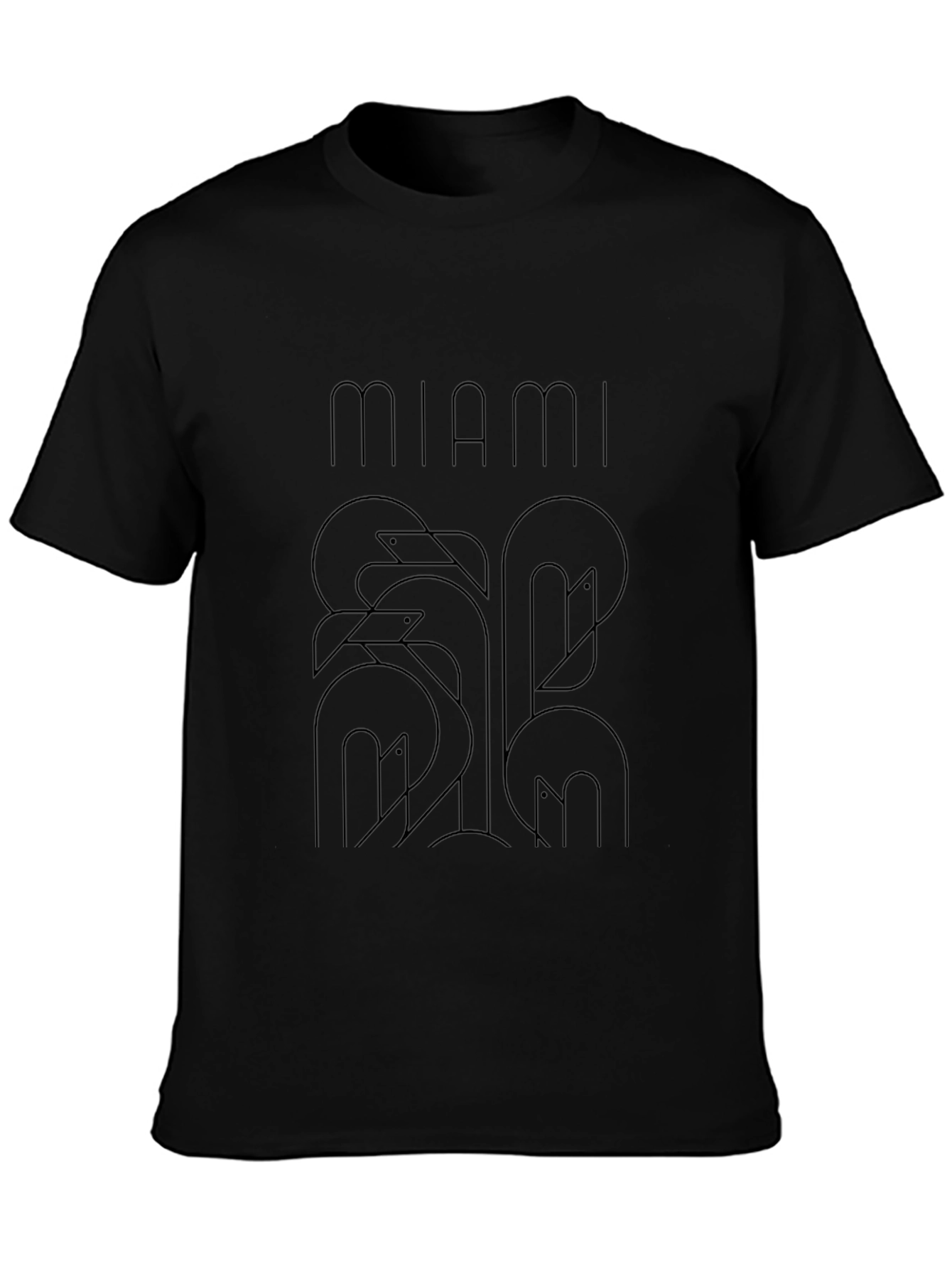 Miami Flamingo Graphic Black T-Shirt