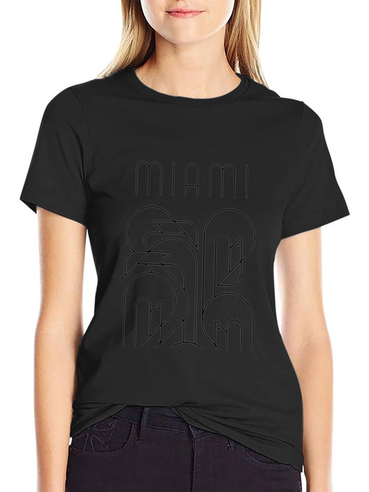 Miami Flamingo Graphic Black T-Shirt