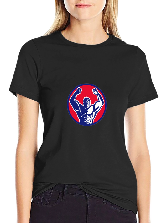 Mens Black T-Shirt with Bodybuilder Graphic