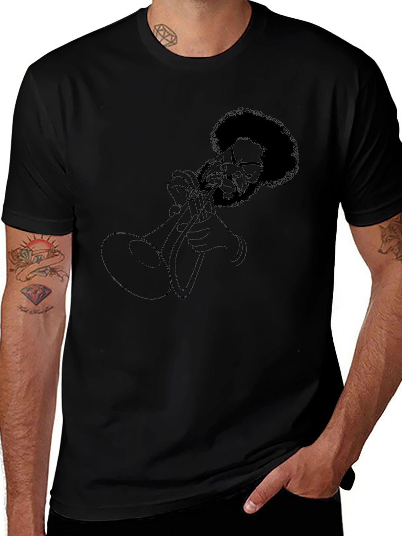 Black Jazz Musician T-Shirt