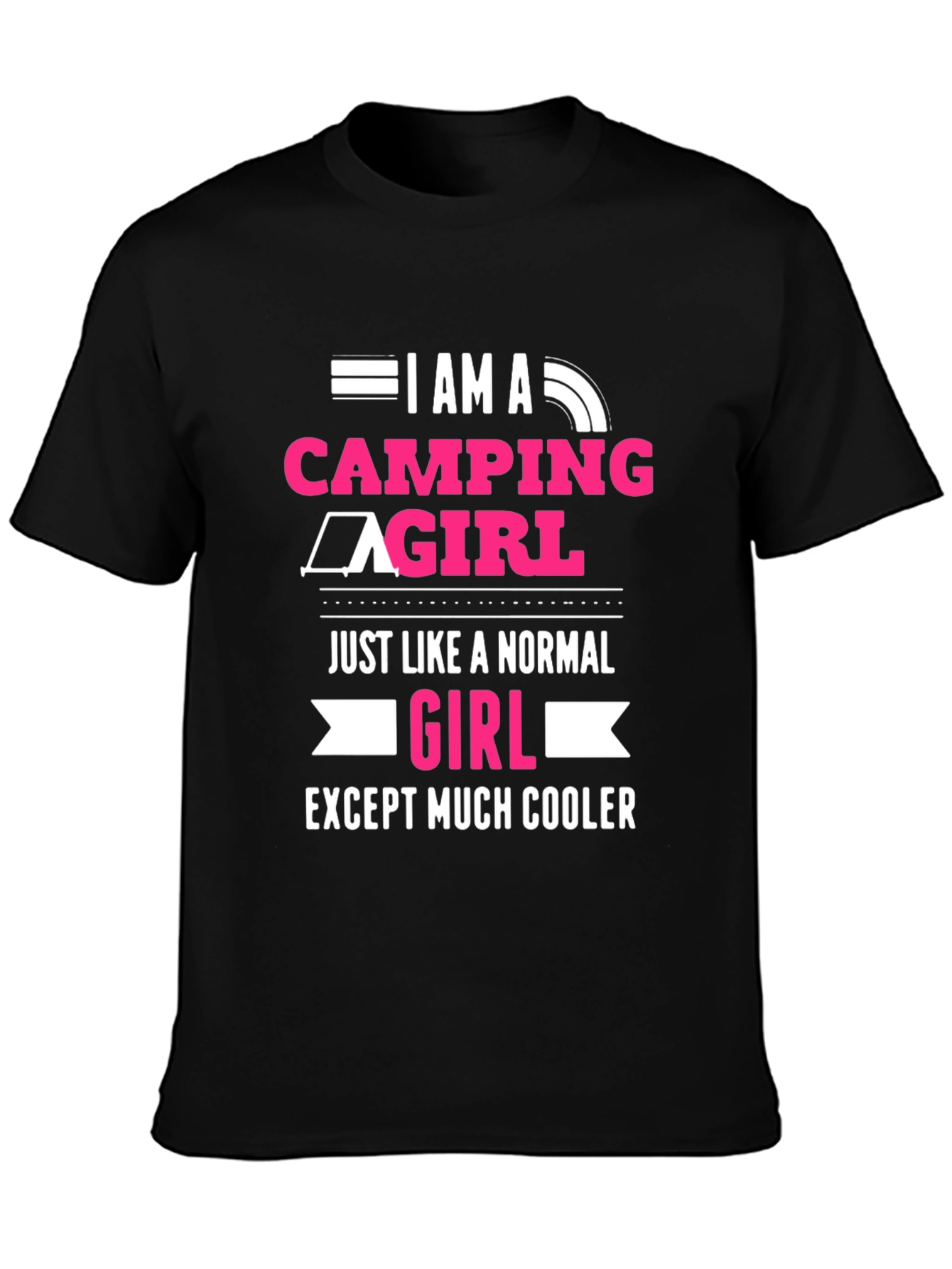 Camping Girl T-Shirt - Black Graphic Tee