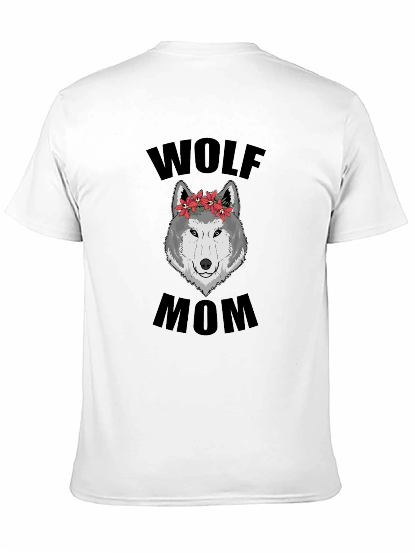 Wolf Mom Floral Graphic T-Shirt - Black