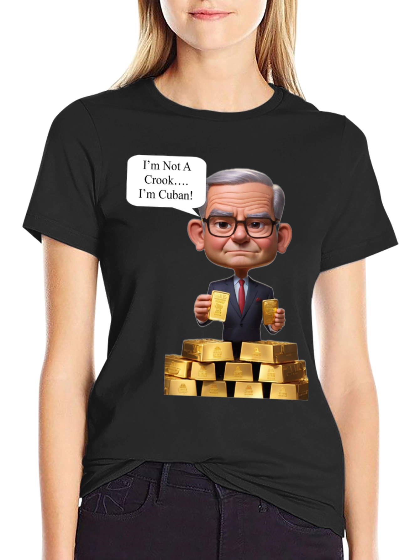 Funny Cuban T-Shirt - Im Not A Crook Gold