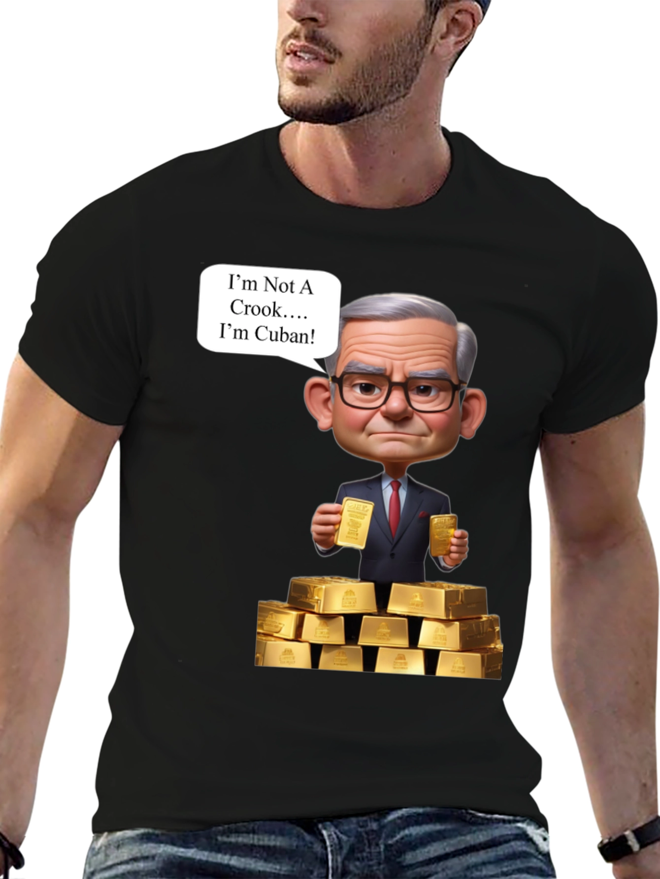 Funny Cuban T-Shirt - Im Not A Crook Gold