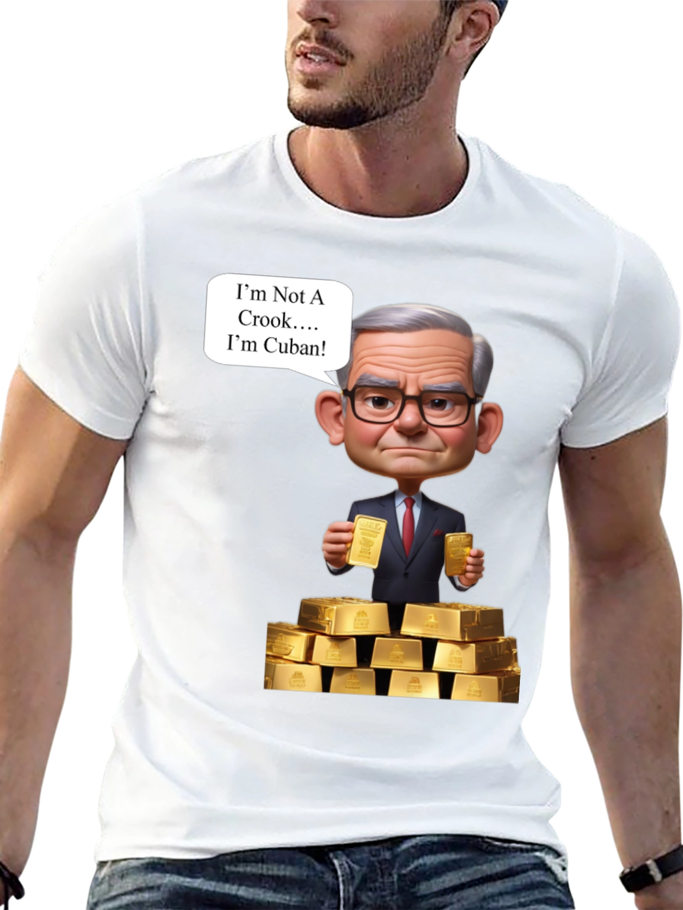 Funny Cuban T-Shirt - Im Not A Crook Gold
