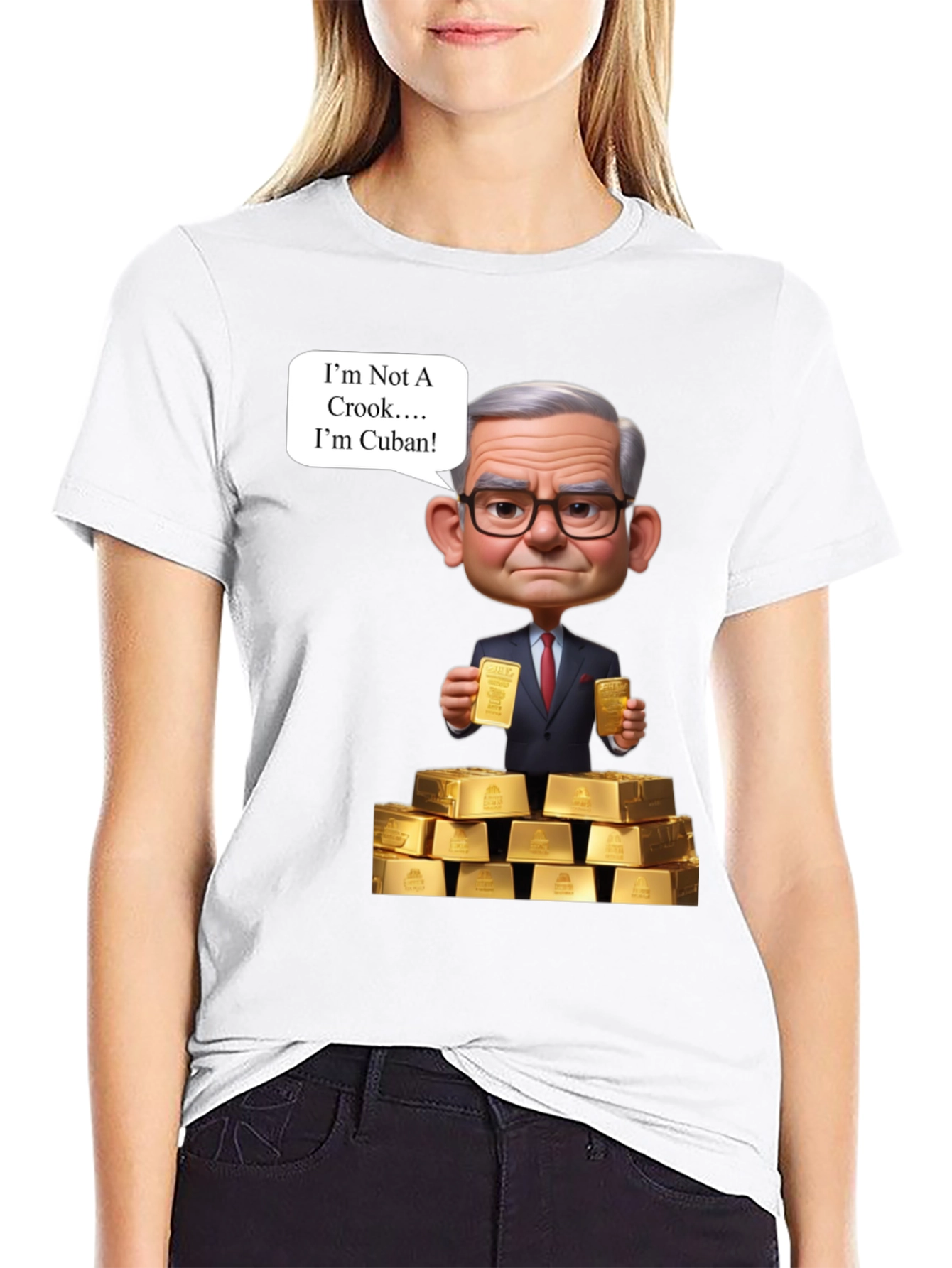 Funny Cuban T-Shirt - Im Not A Crook Gold