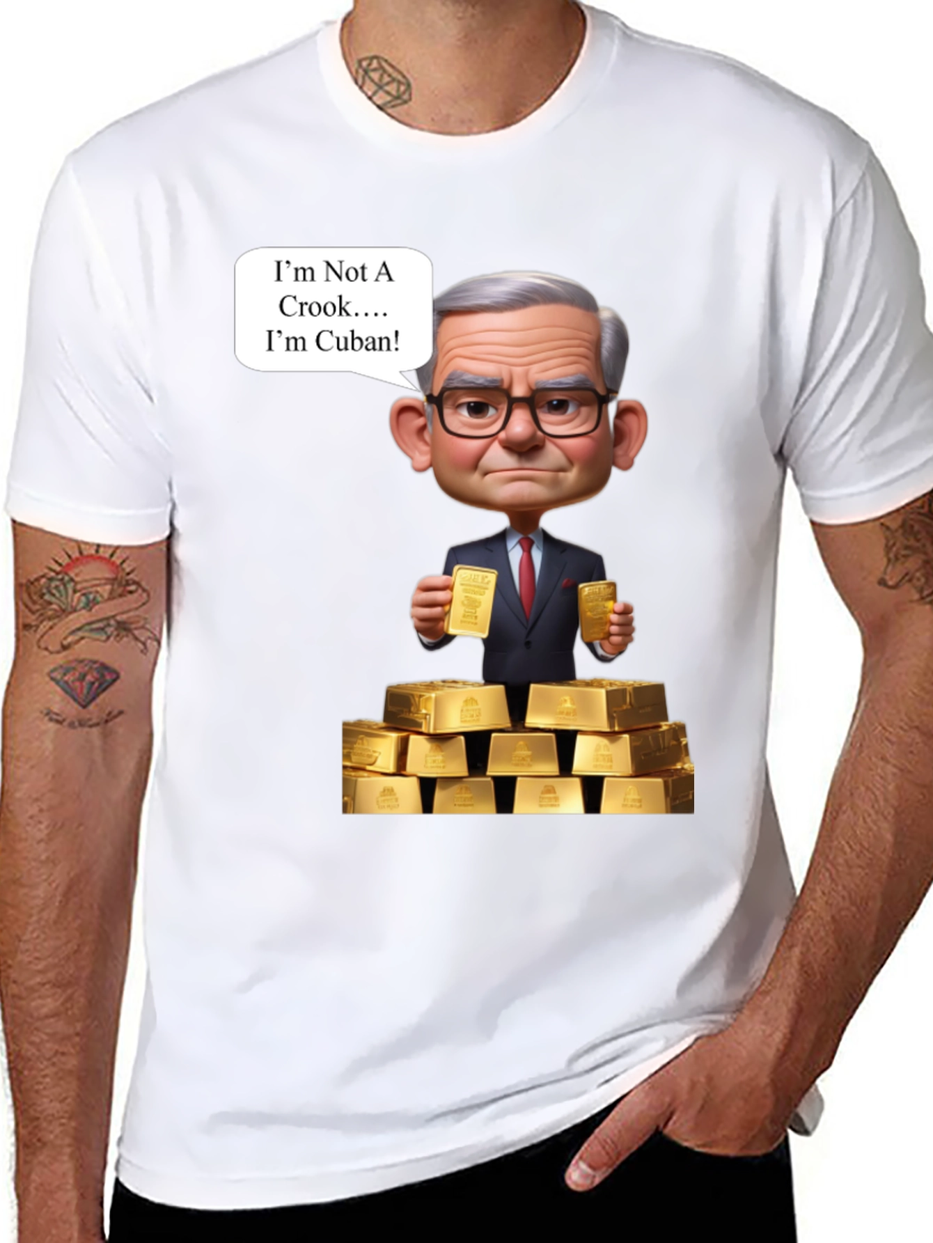 Funny Cuban T-Shirt - Im Not A Crook Gold