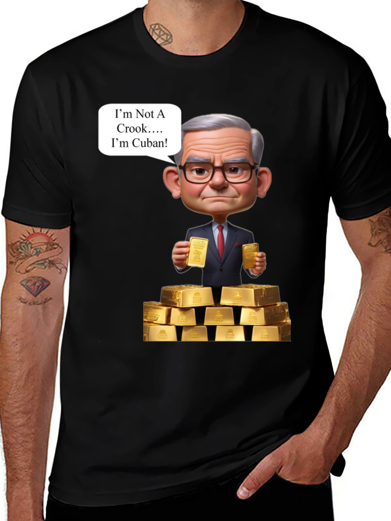 Funny Cuban T-Shirt - Im Not A Crook Gold
