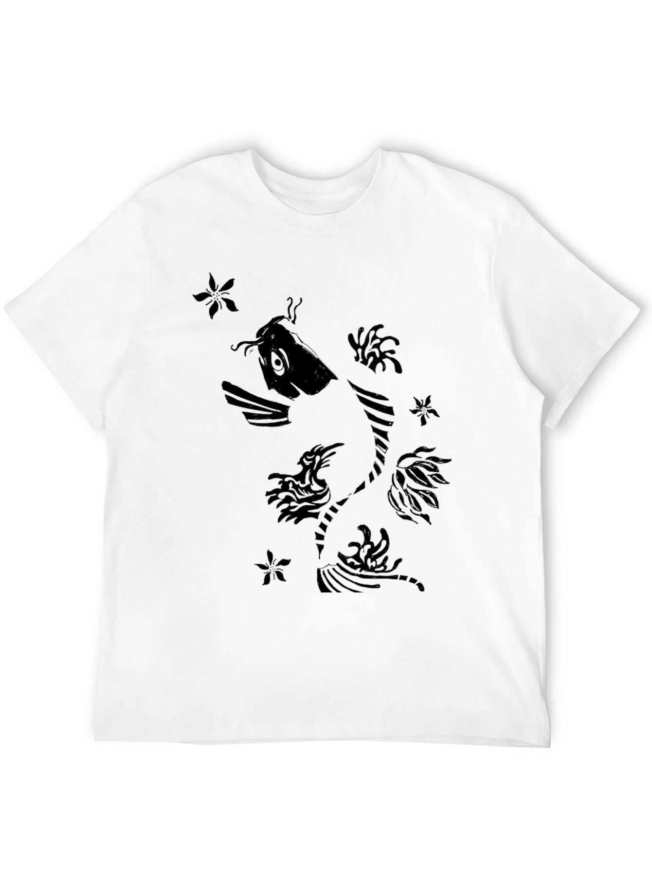 Black Koi Fish Graphic Print T-Shirt