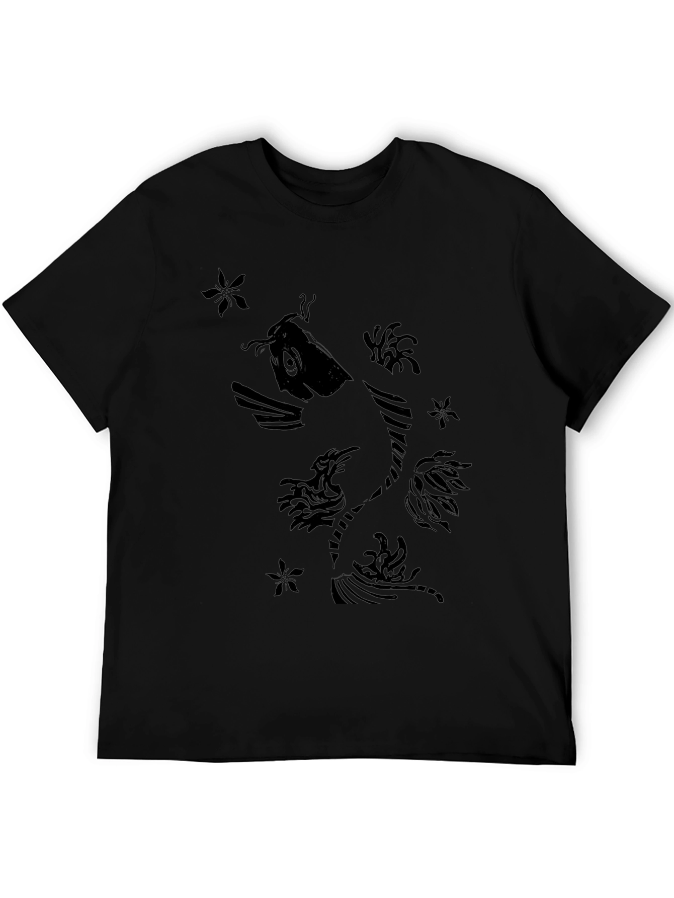 Black Koi Fish Graphic Print T-Shirt