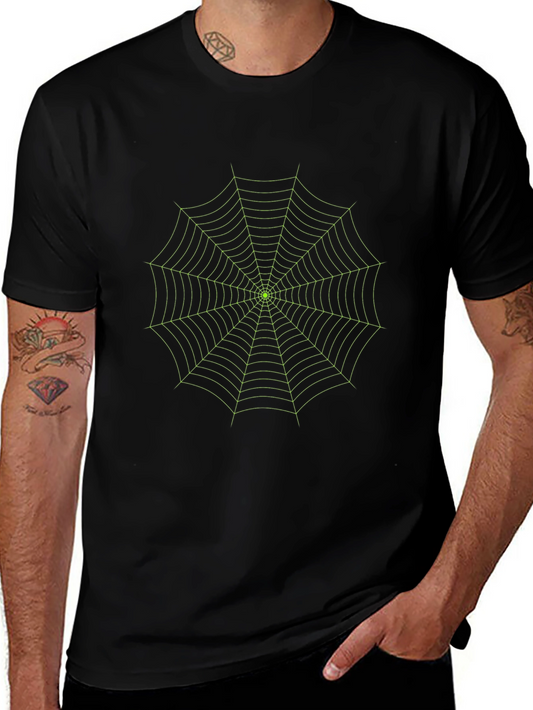 Glow Spider Web Tee - Black Cotton Graphic T-Shirt