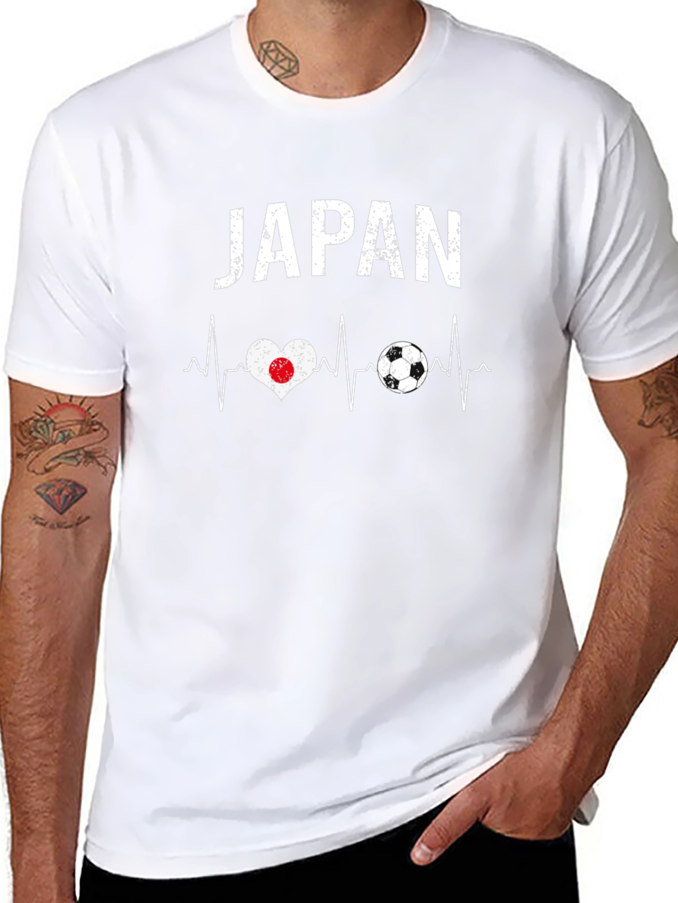 Japan Soccer Heartbeat T-Shirt - Black