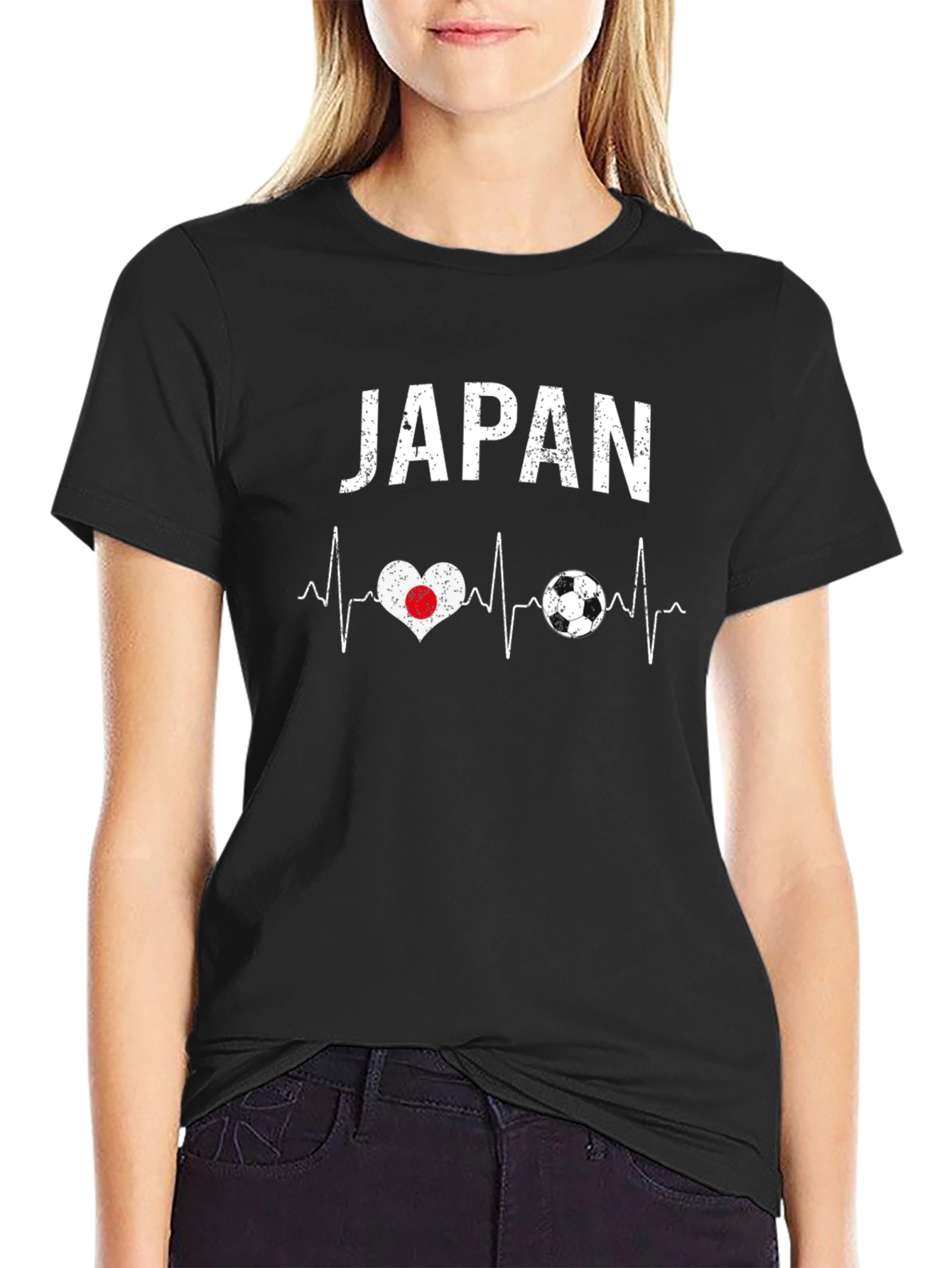 Japan Soccer Heartbeat T-Shirt - Black