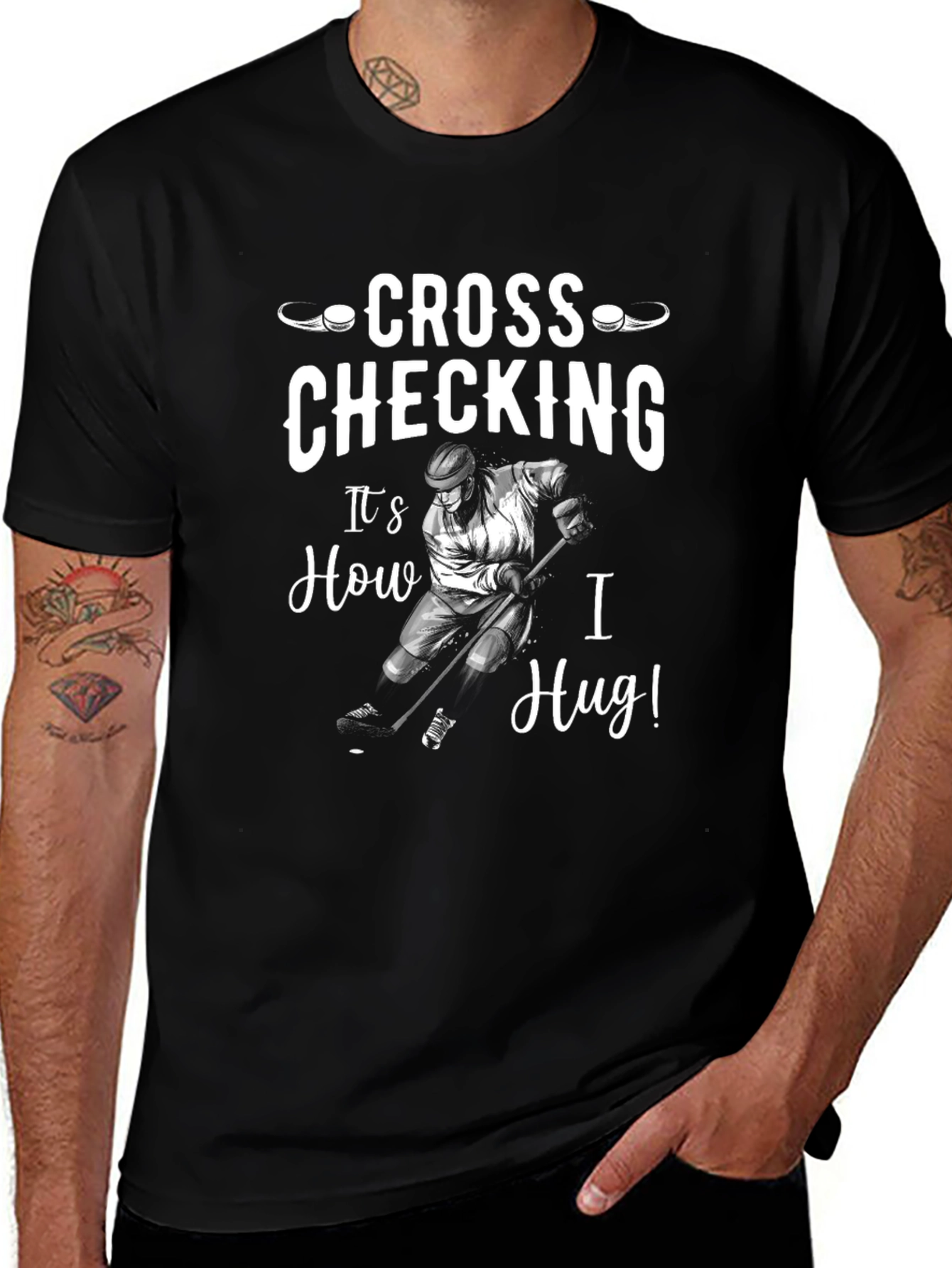 Cross Checking Hockey T-Shirt - Funny Sports Tee